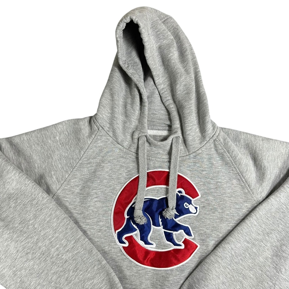 Antigua Chicago Cubs‎ Gray Pullover Hoodie Men's Size Large Embroidered Logo